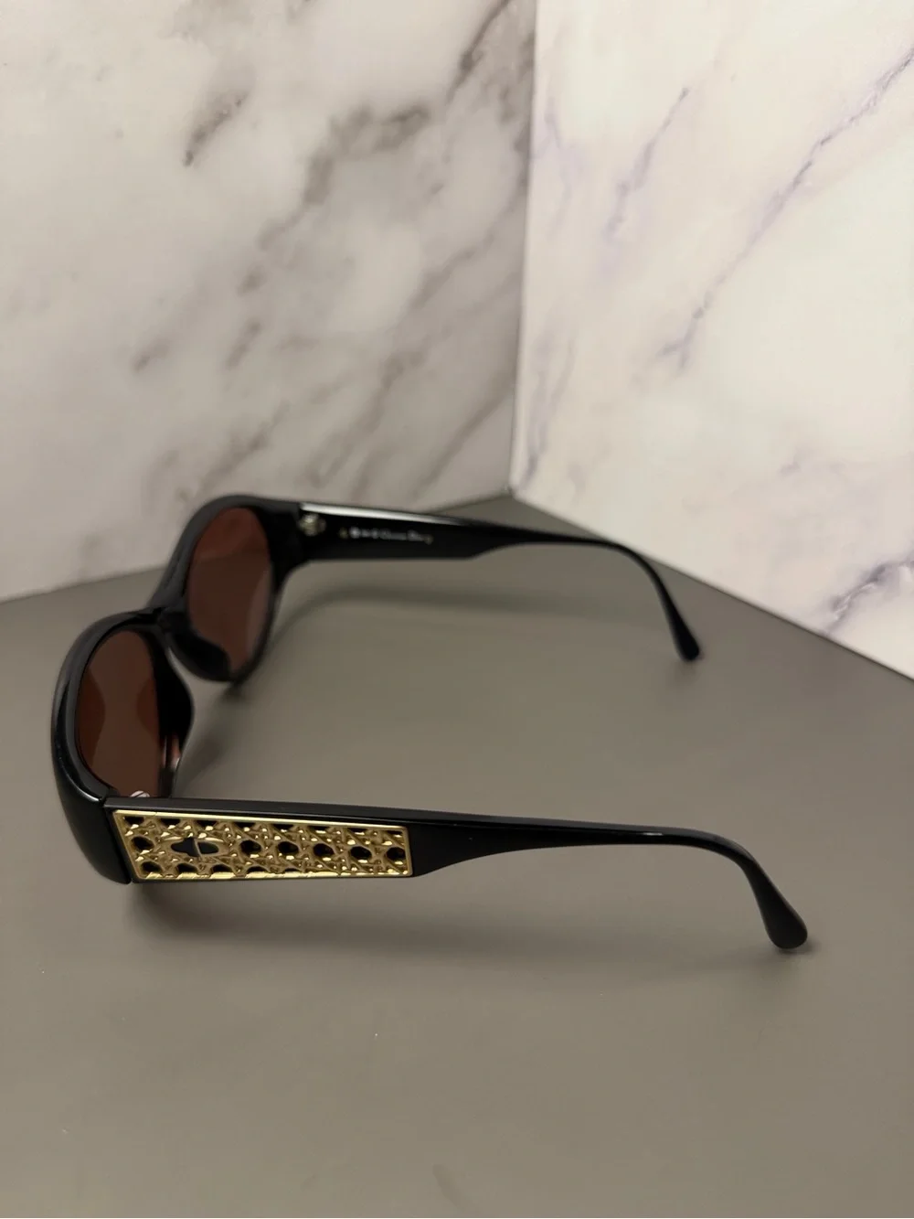 Dior Women's Black Frame Sunglasses with Brown Lenses